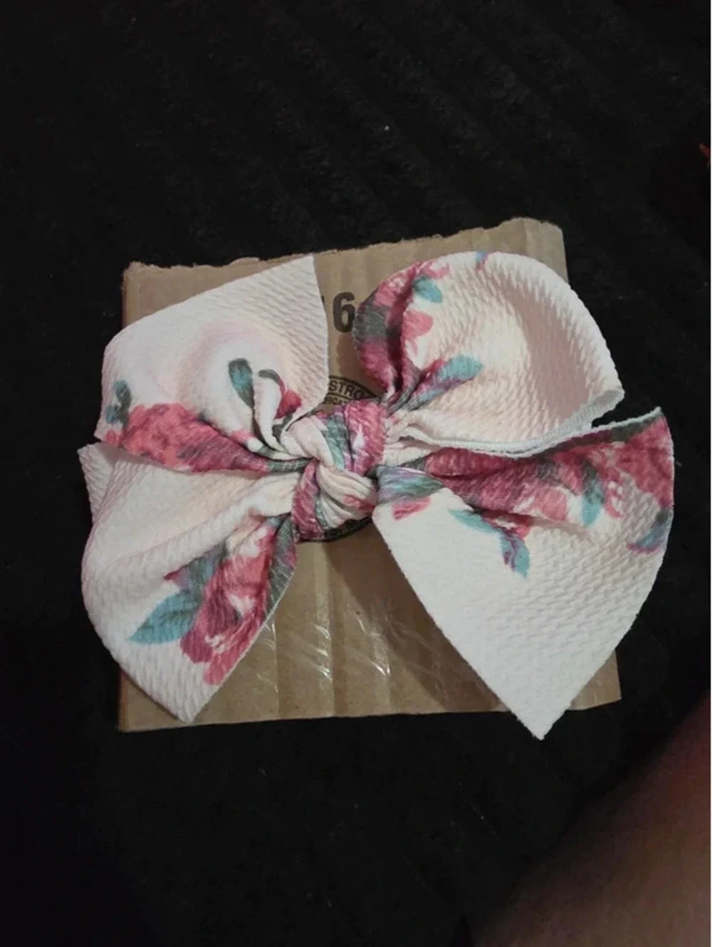 Light pink floral bow/headwrap